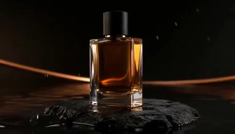 Perfume bottle animated with a light sweep by Kling 3.0